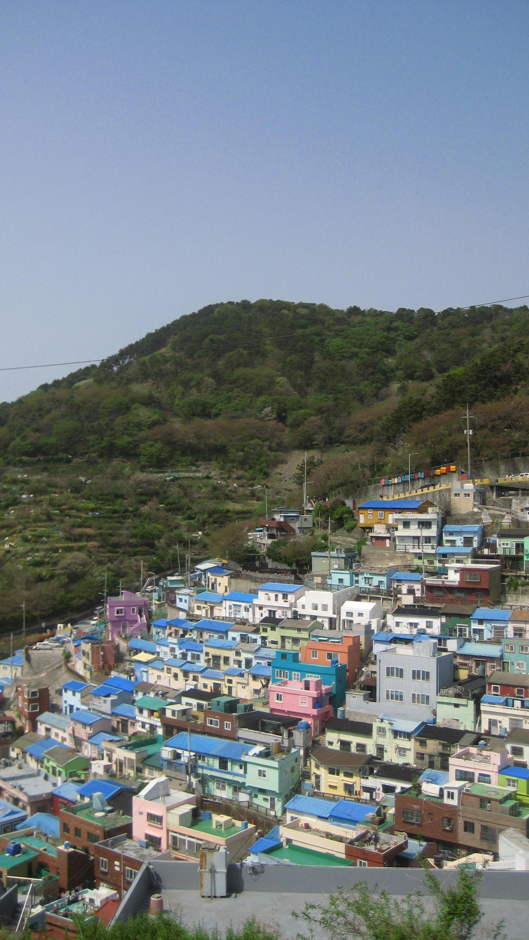 picture of Busan's colorful Gamcheon Culture Village with many buildings painted in bright colors